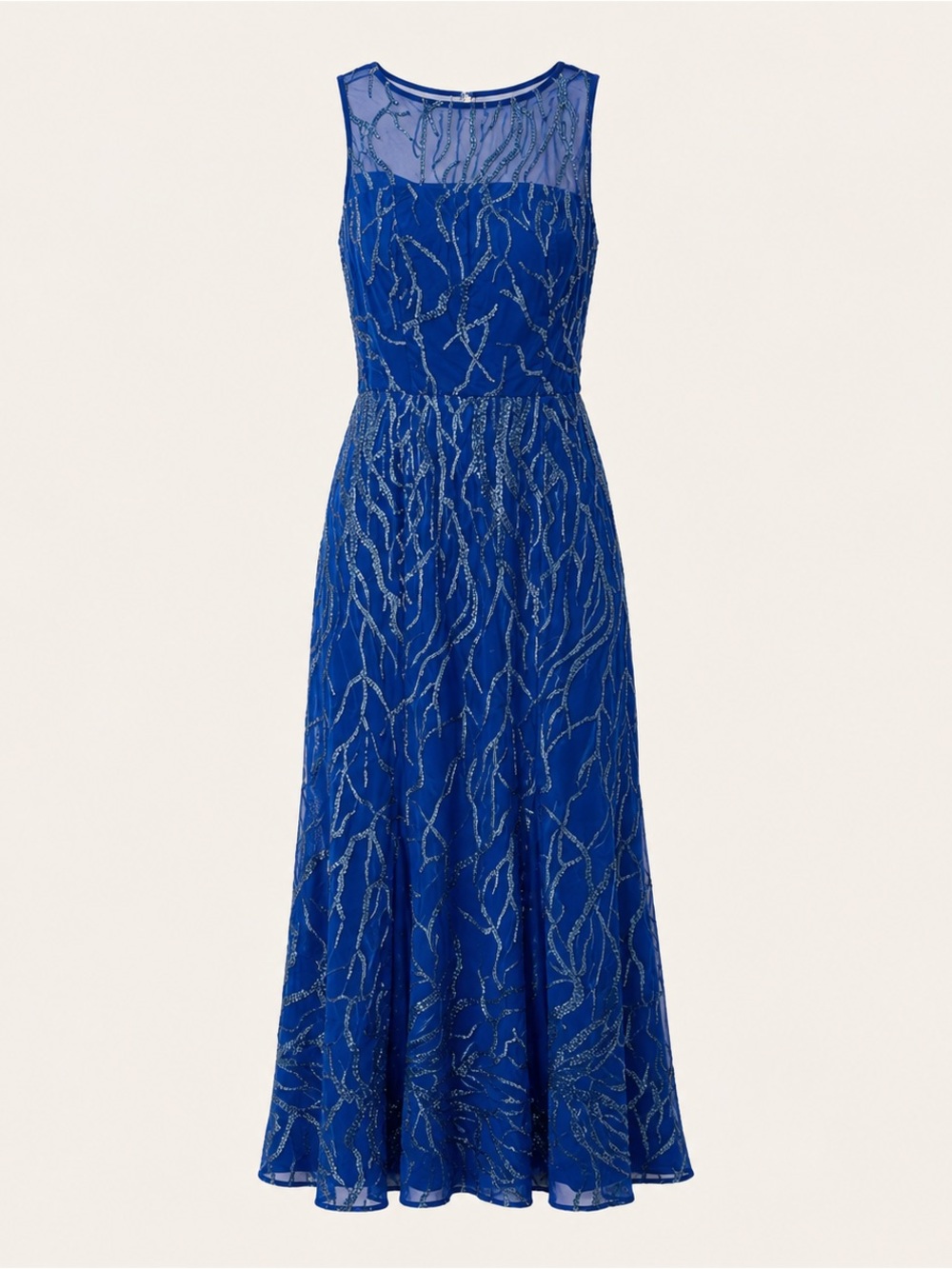 Sequin Mesh Illusion Neck Mermaid Maxi Evening Gown Mother of the Bride dress M